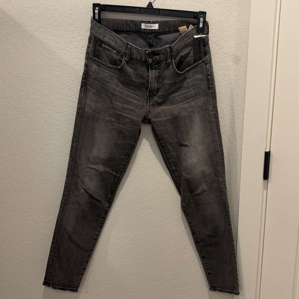 Moussy Vintage Cadet Howa Skinny Cropped Jeans In Black / Grey Size 28